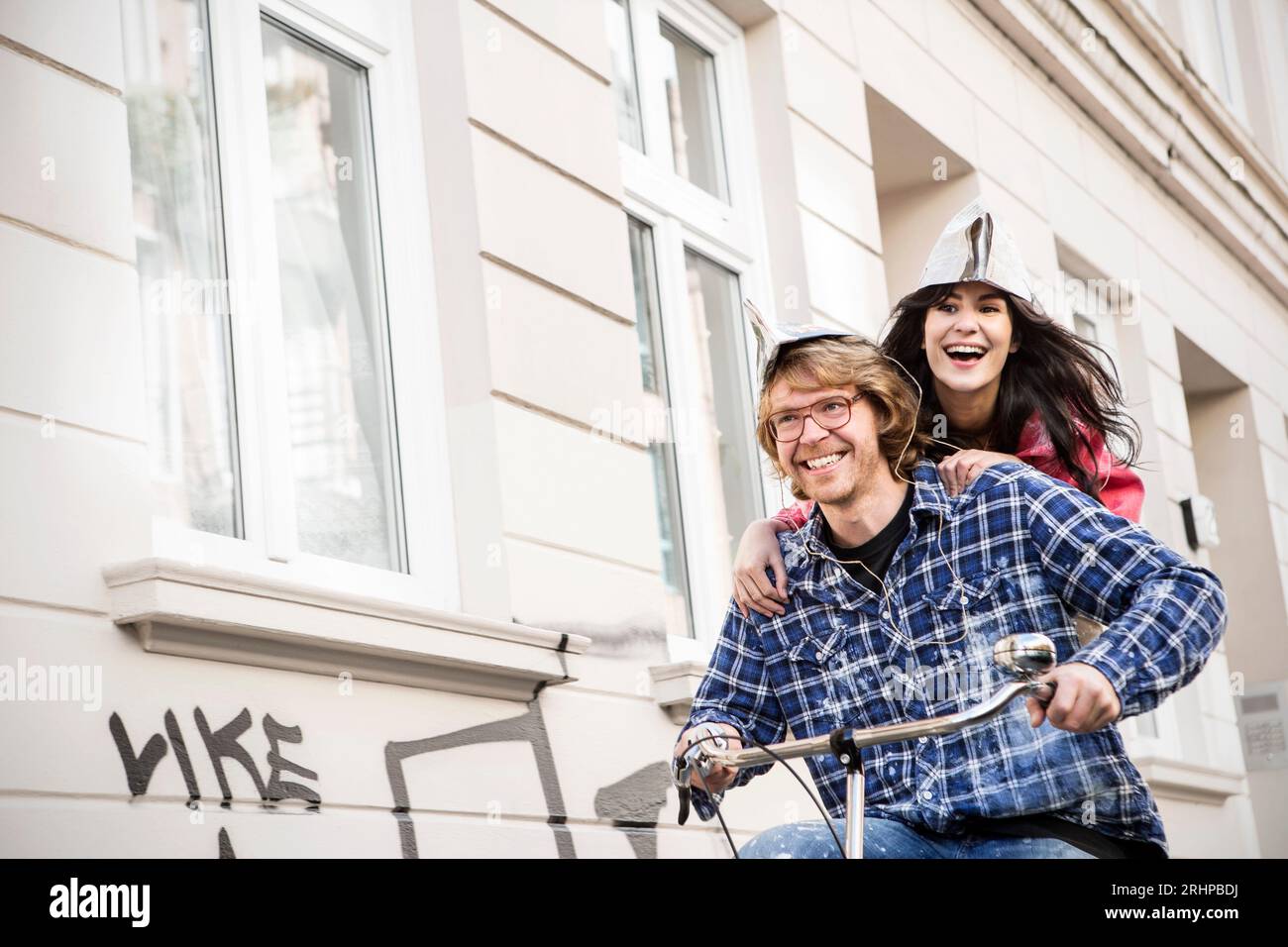Giovane con bike Foto Stock