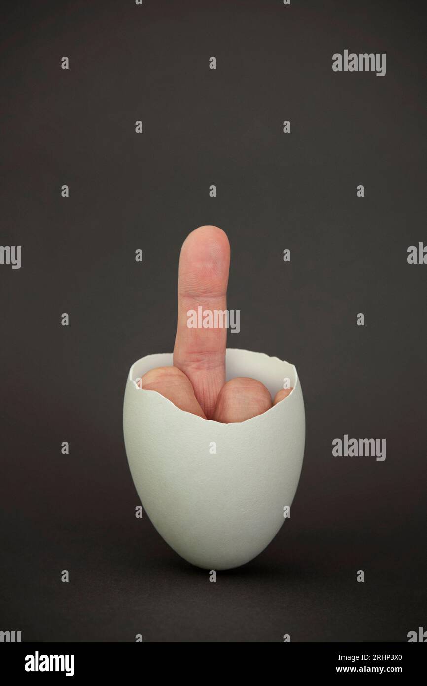 Dito medio guscio d'uovo Foto Stock