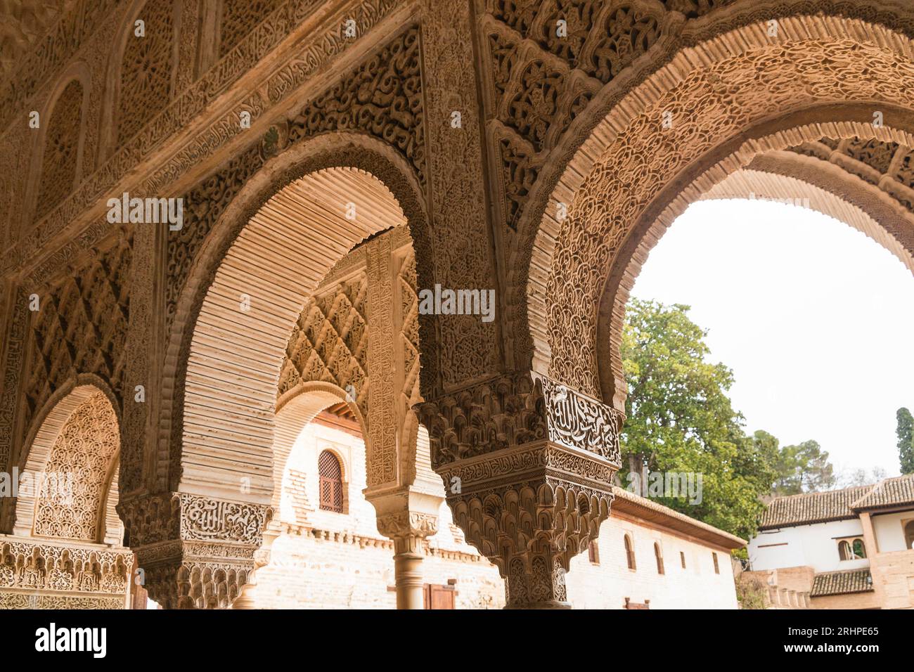 Spagna, Andalusia, Granada, Generalife, Patio de la Sultana, ornamenti Foto Stock