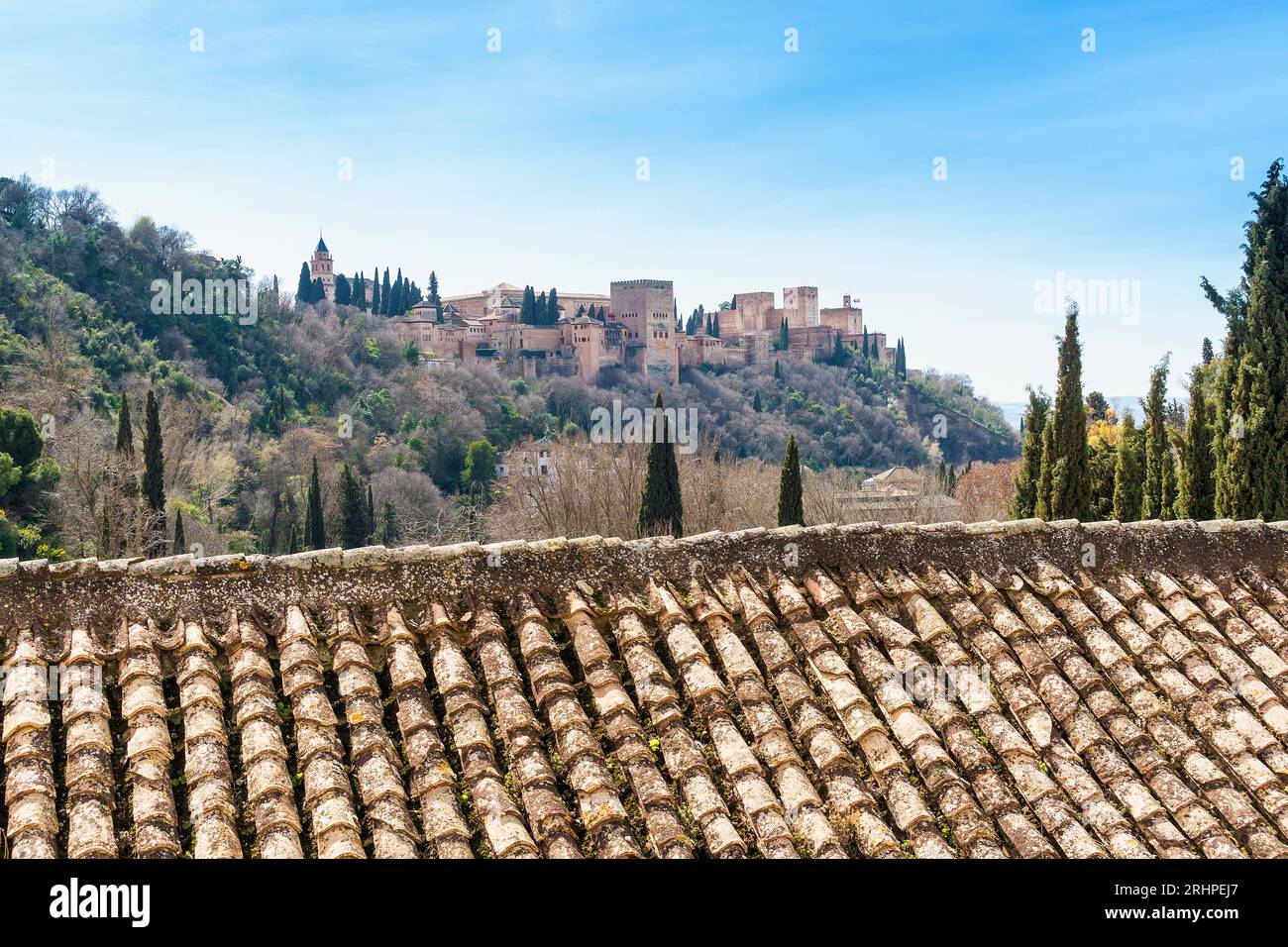 Spagna, Andalusia, Granada, Sacromonte, vista sull'Alhambra Foto Stock