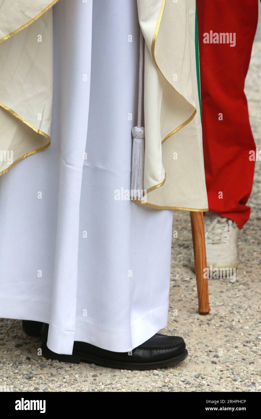 Monseigneur Matthieu Rougé, évêque de Nanterre. Les Contamines-Montjoie. Haute-Savoie. Auvergne-Rhône-Alpes. Francia. Europa. Foto Stock