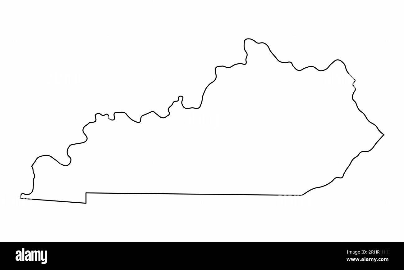 Contorno della mappa del Kentucky isolato su sfondo bianco Illustrazione Vettoriale