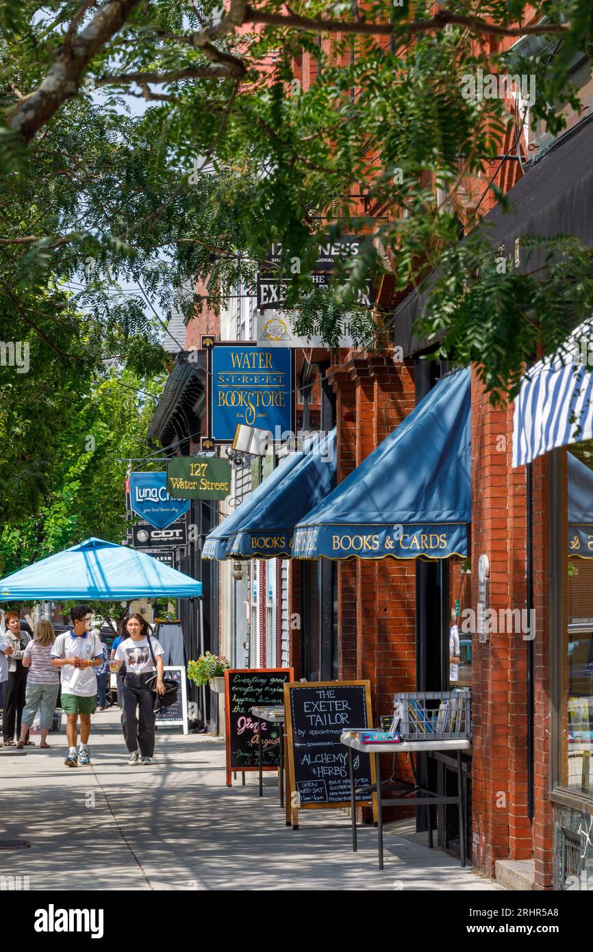 Negozi su Water Street, Exeter, New Hampshire, USA. Foto Stock