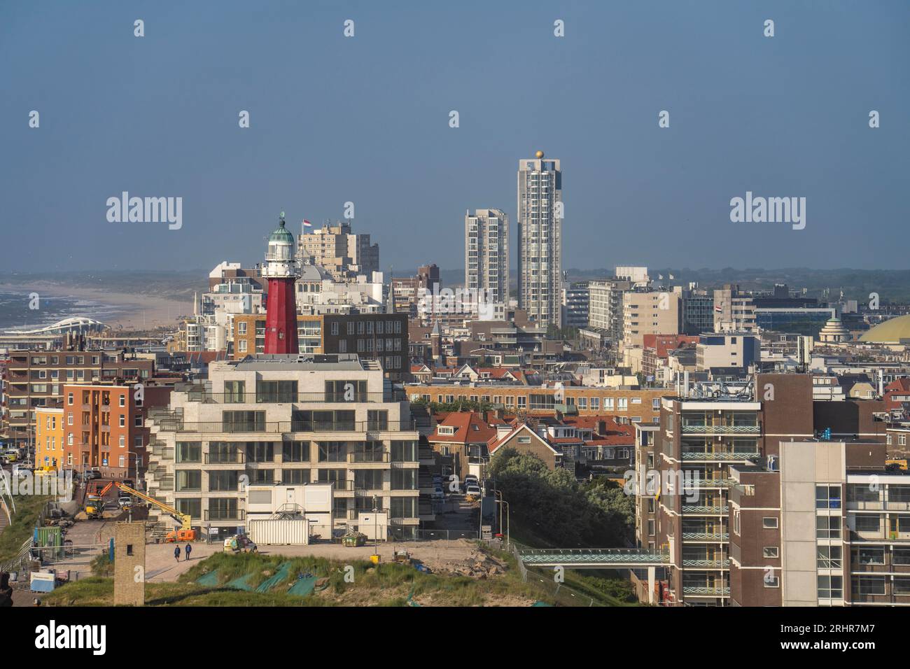 Vista dello skyline di Scheveningen, parte della città dell'Aia e la più grande località balneare dei Paesi Bassi, Foto Stock