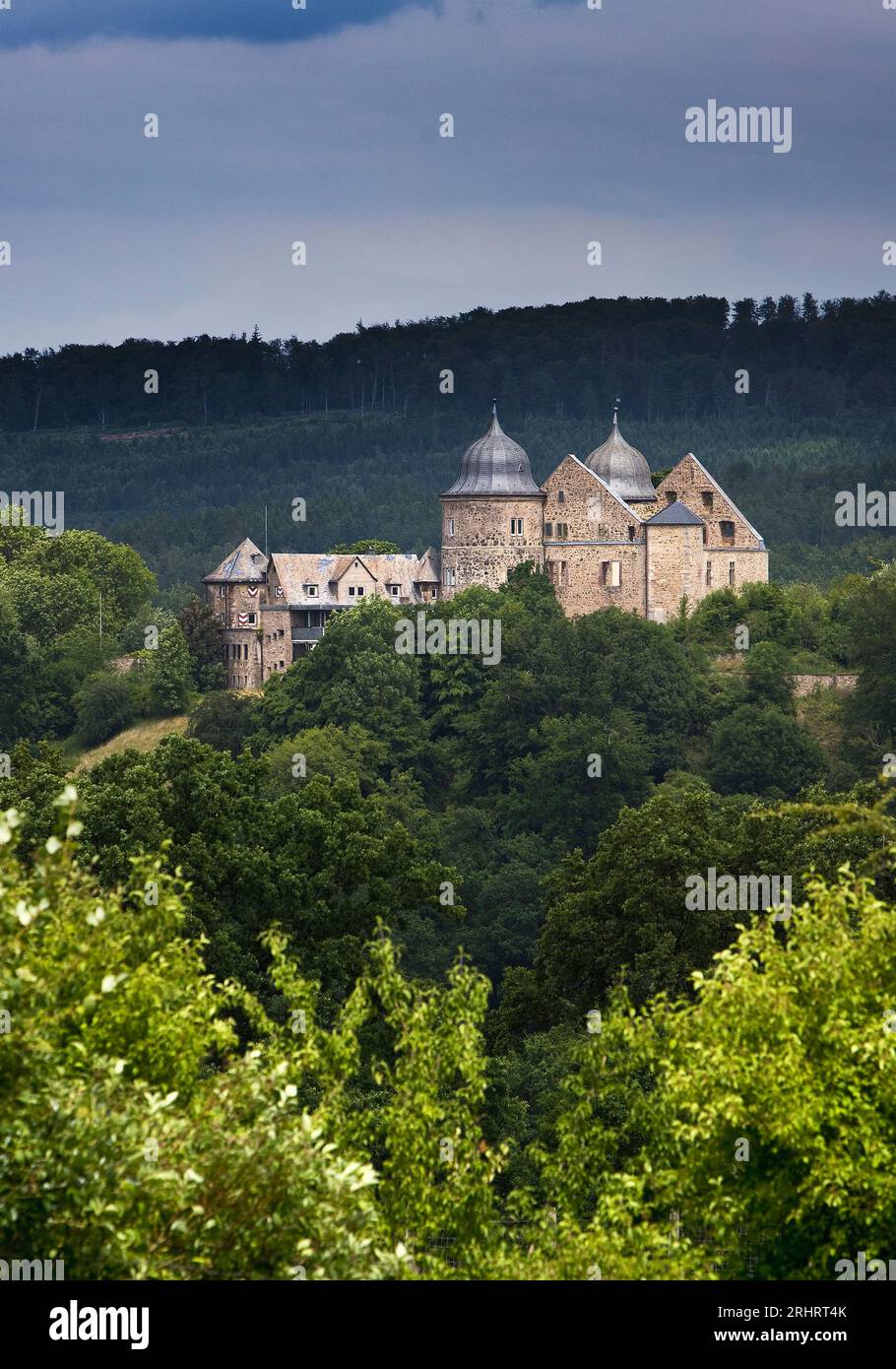 Sababurg, popolarmente conosciuto come Castello della bella addormentata in onore dei Fratelli Grimm, Germania, Assia, Hofgeismar Foto Stock