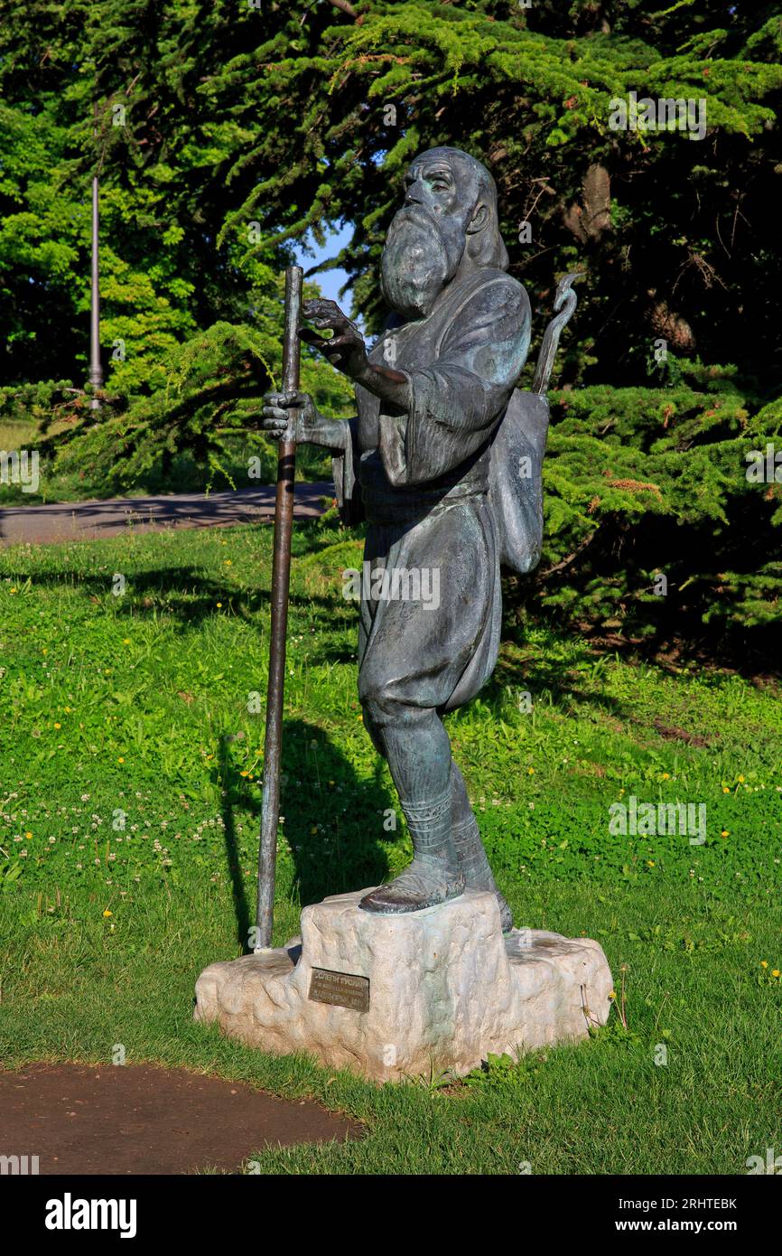 Monumento all'eroe e messaggero durante la prima rivolta serba duro Milutinovic il cieco (1774-1844) a Kalemegdan a Belgrado, Serbia Foto Stock
