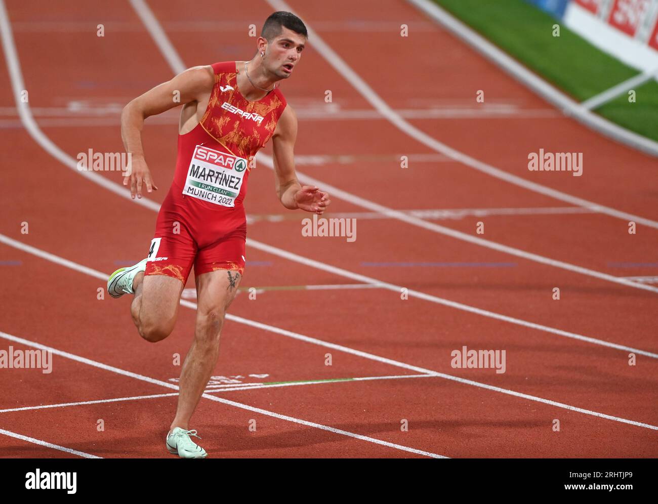 Asier Martinez (Spagna). 110m Medaglia d'oro degli ostacoli. Campionato europeo di Monaco 2022 Foto Stock