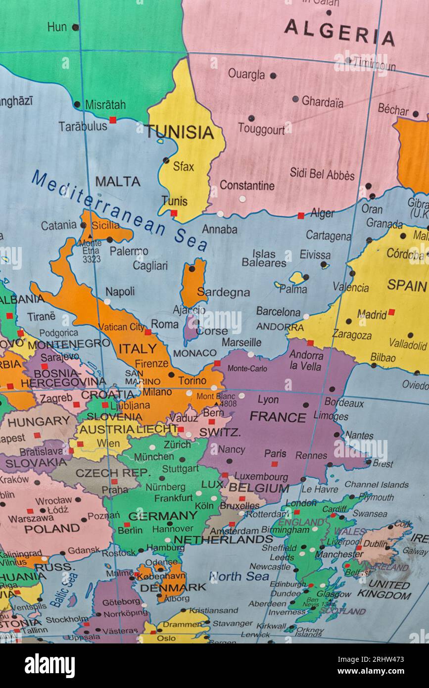Mappa di Europa Foto Stock