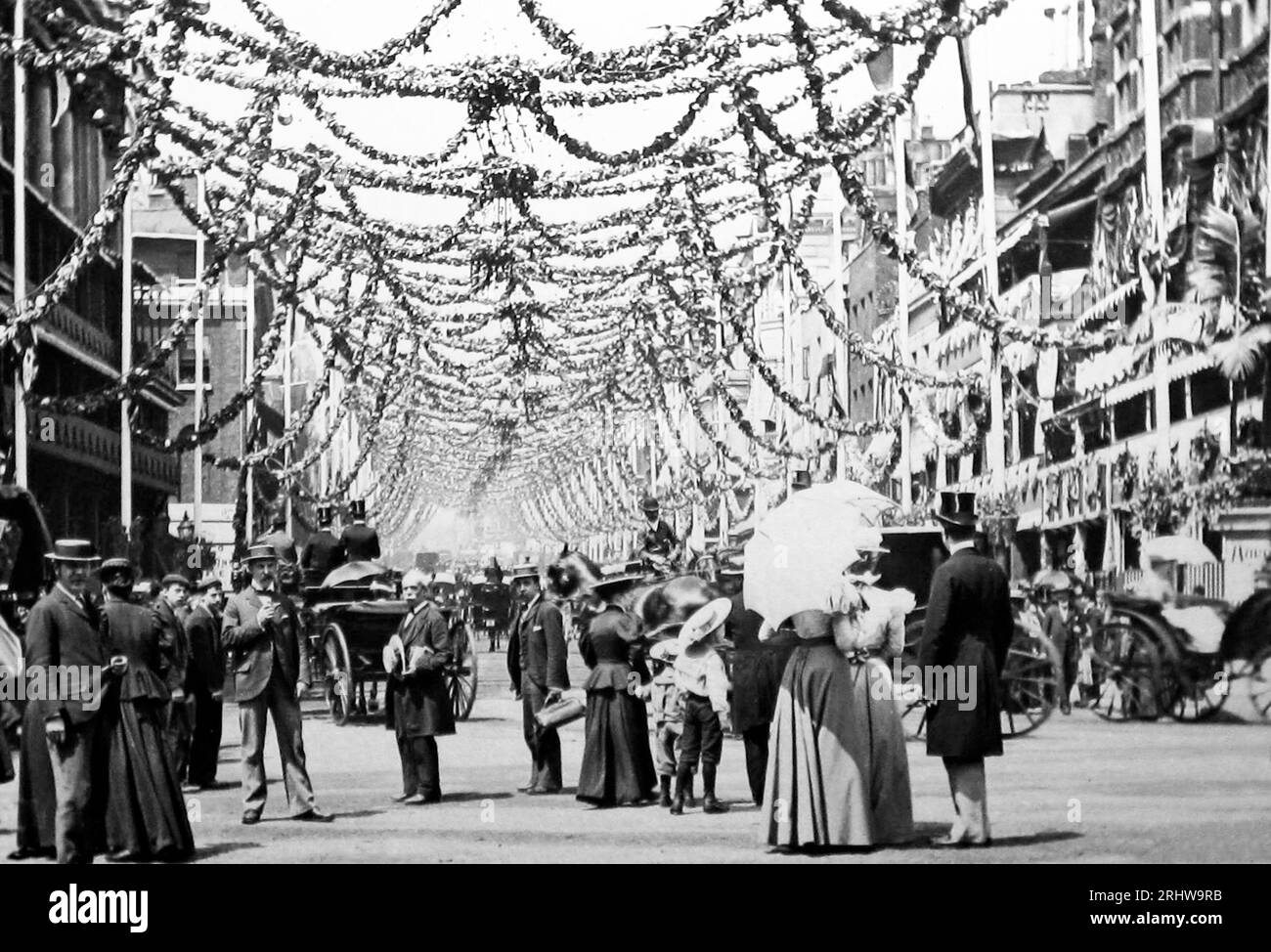 Decorazioni per il Giubileo di Diamante della Regina Vittoria, St. James's Street, Londra nel 1897 Foto Stock
