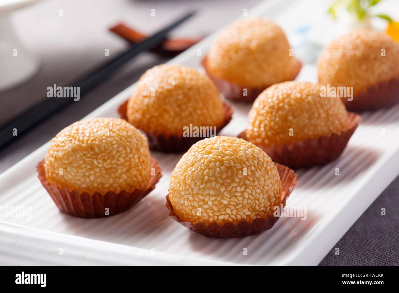 Cibo cinese, palla di sesamo Jian Dui Foto Stock