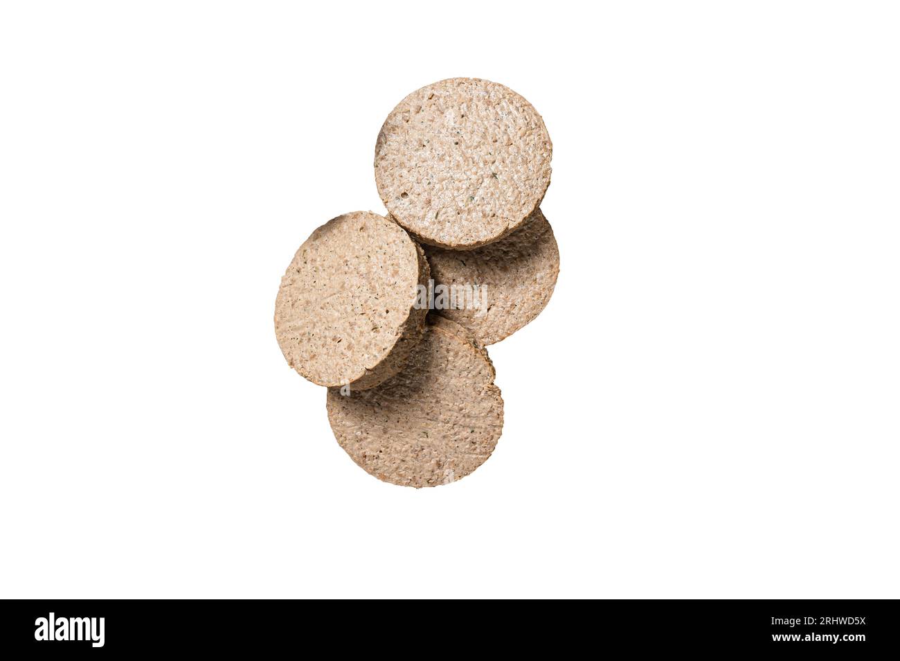 Cotolette di hamburger crude a base di carne vegetale e polpettine vegane crude. Isolamento di alta qualità, sfondo bianco Foto Stock