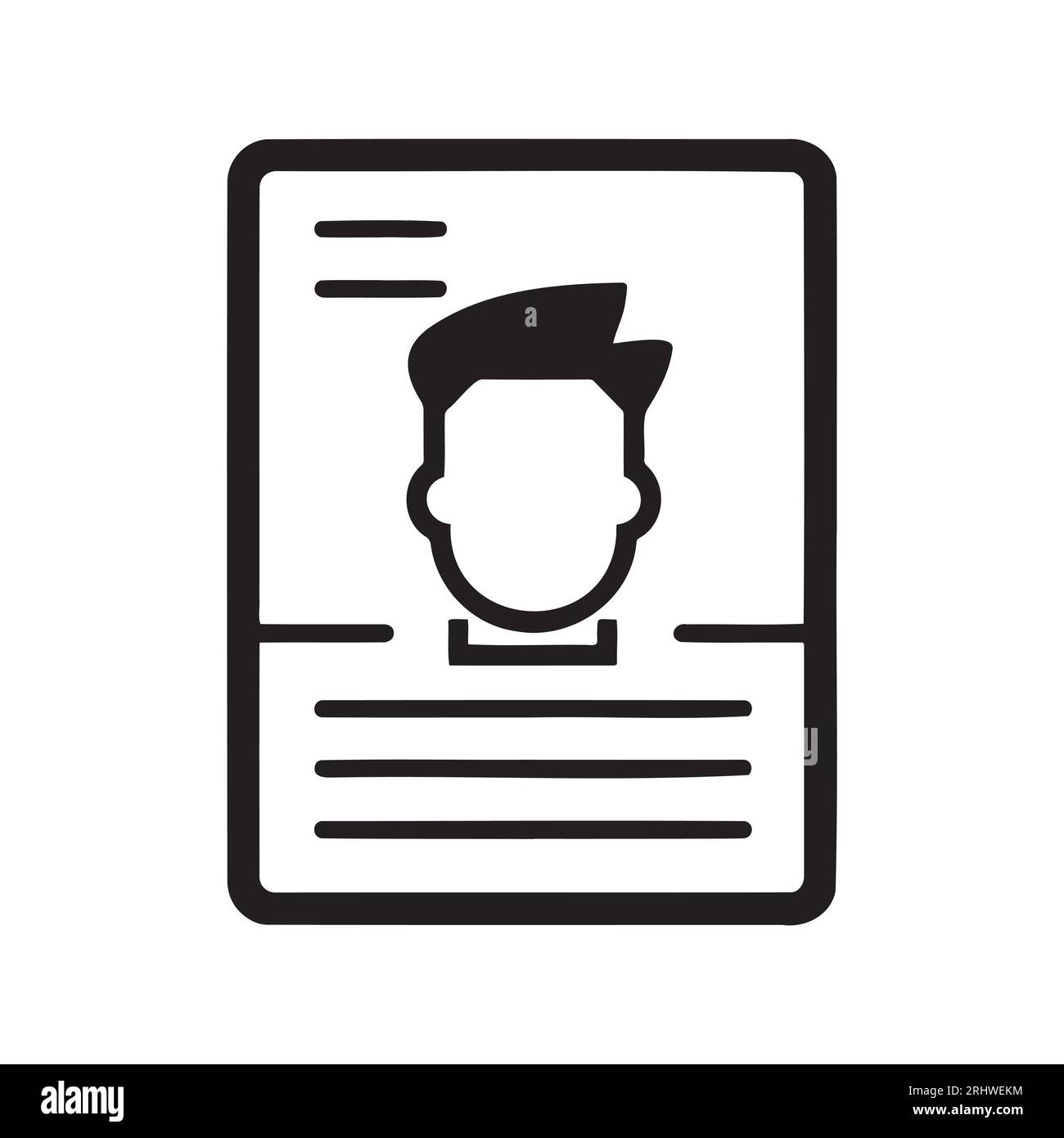 Icona della scheda di identificazione. Illustrazione in bianco e nero Illustrazione Vettoriale