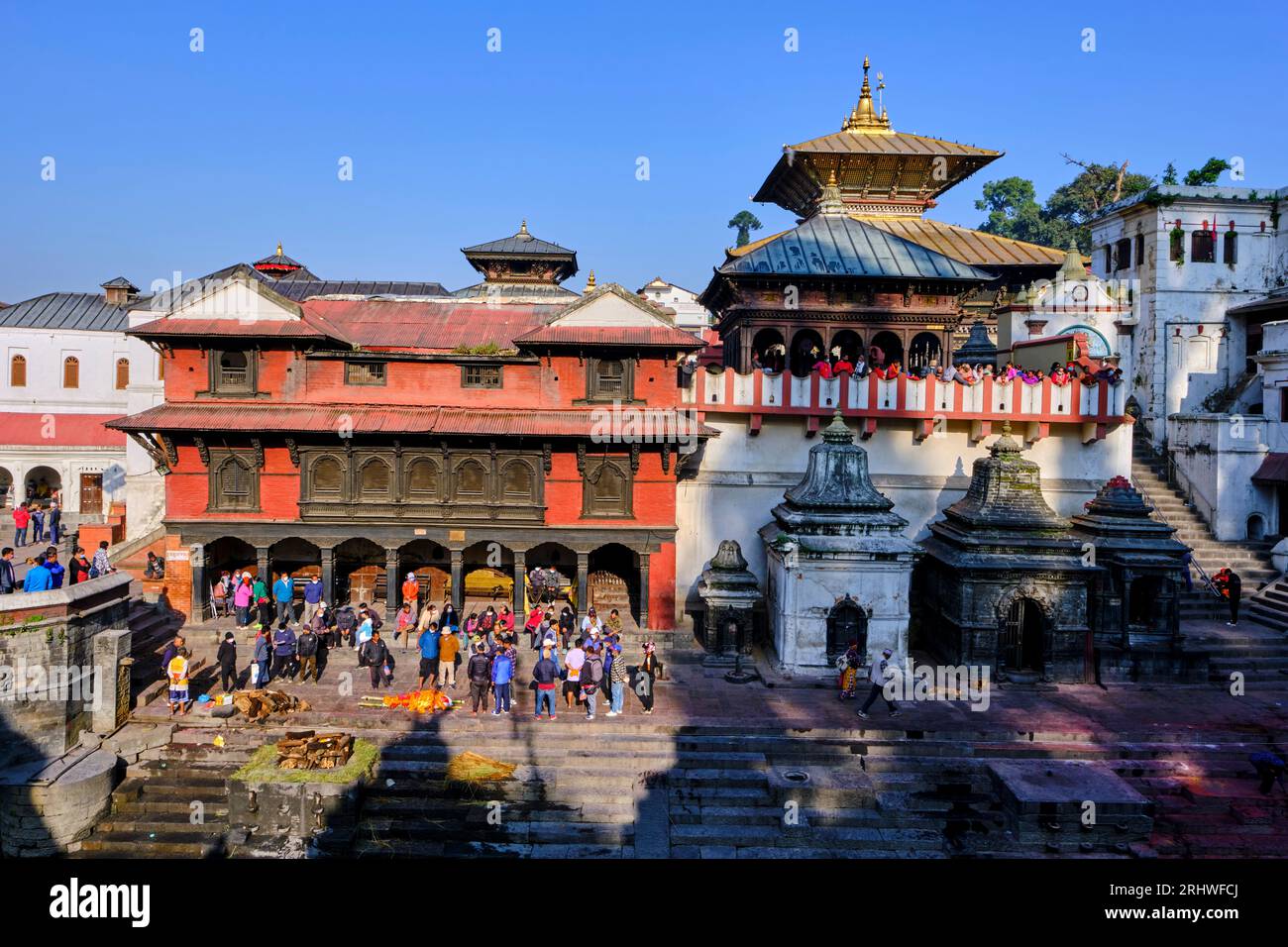 Nepal, valle di Kathmandu, tempio indù di Pashupatinath dedicato a Shiva Foto Stock