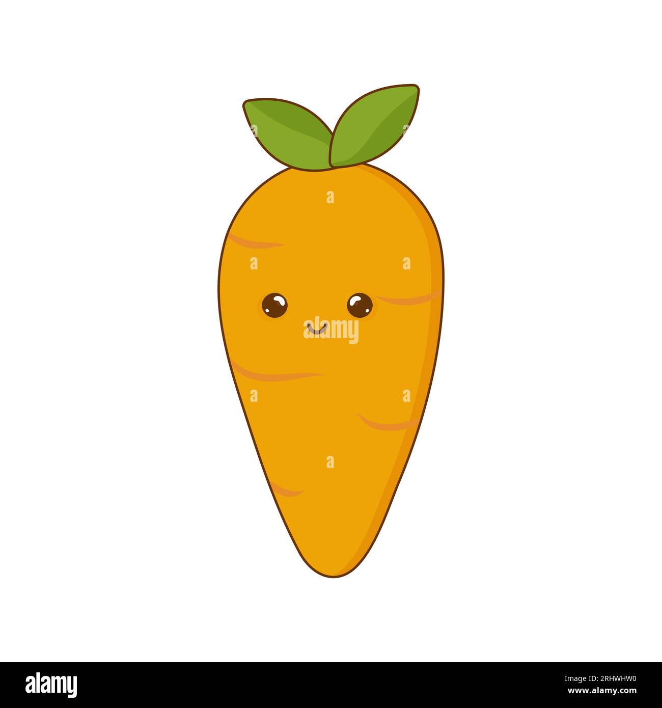 carota kawaii carota su sfondo bianco isolato tema vegan vegan Illustrazione Vettoriale