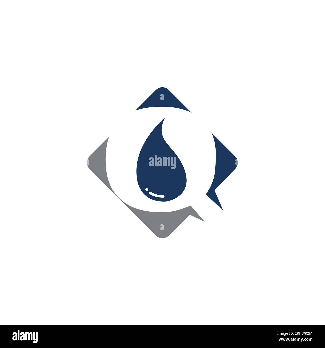Lettera iniziale Q Hydro Logo con icona a goccia d'acqua nello spazio negativo modello di progettazione. Lettera a goccia d'acqua q logo iniziale all'interno del design a forma quadrata Illustrazione Vettoriale