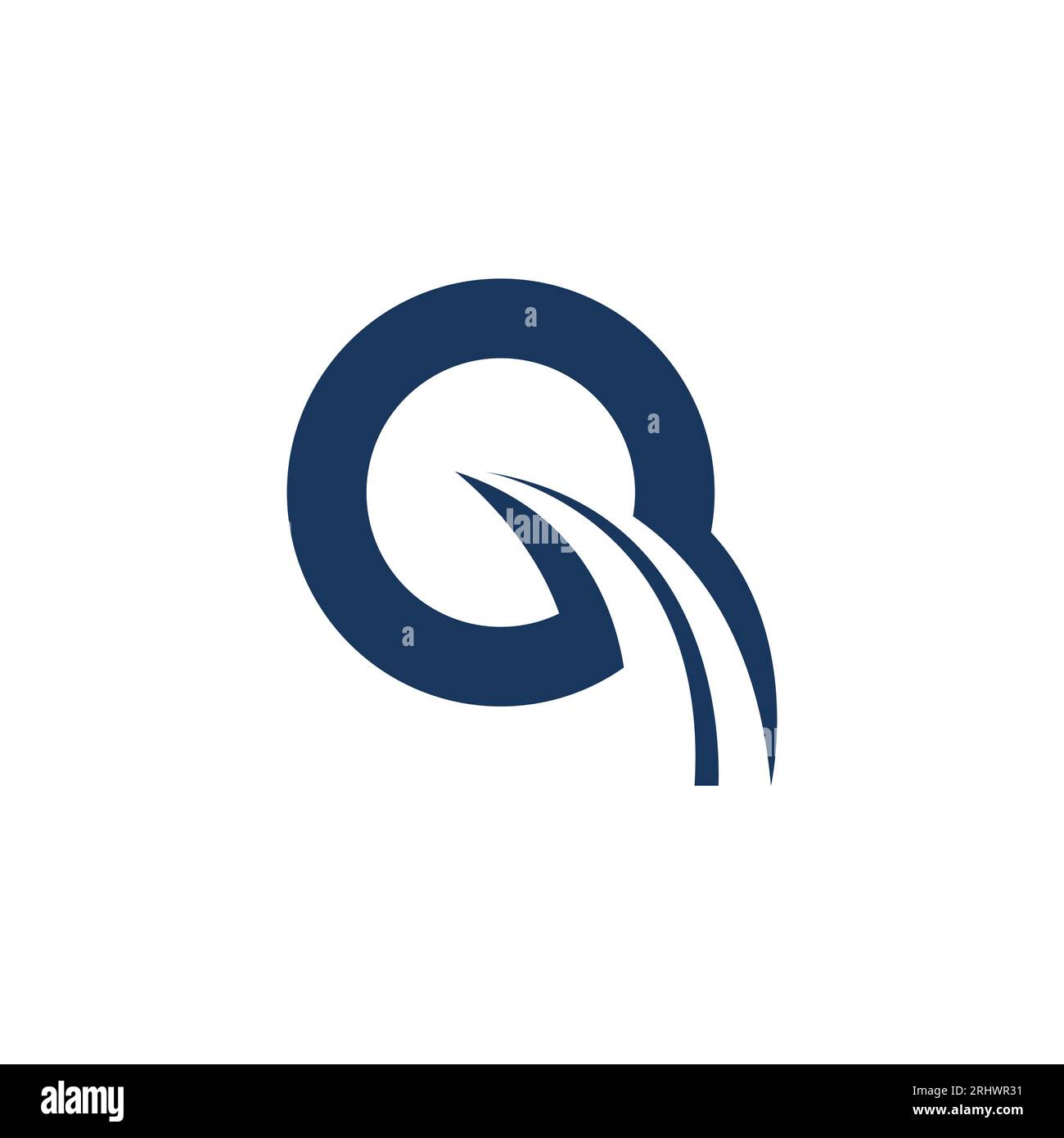 Immagine vettoriale iniziale del logo q Road Way. Lettera iniziale Q Logo della strada per modello vettore per segnali di viaggio e trasporto Illustrazione Vettoriale