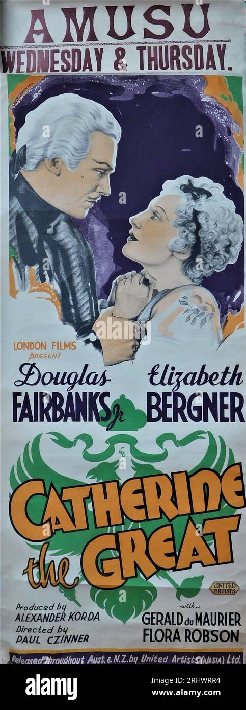 DOUGLAS FAIRBANKS Jr. Ed ELISABETH BERGNER in CATHERINE IL GRANDE regista del 1934 PAUL CZINNER produttore Alexander Korda London Film Productions / United Artists Foto Stock