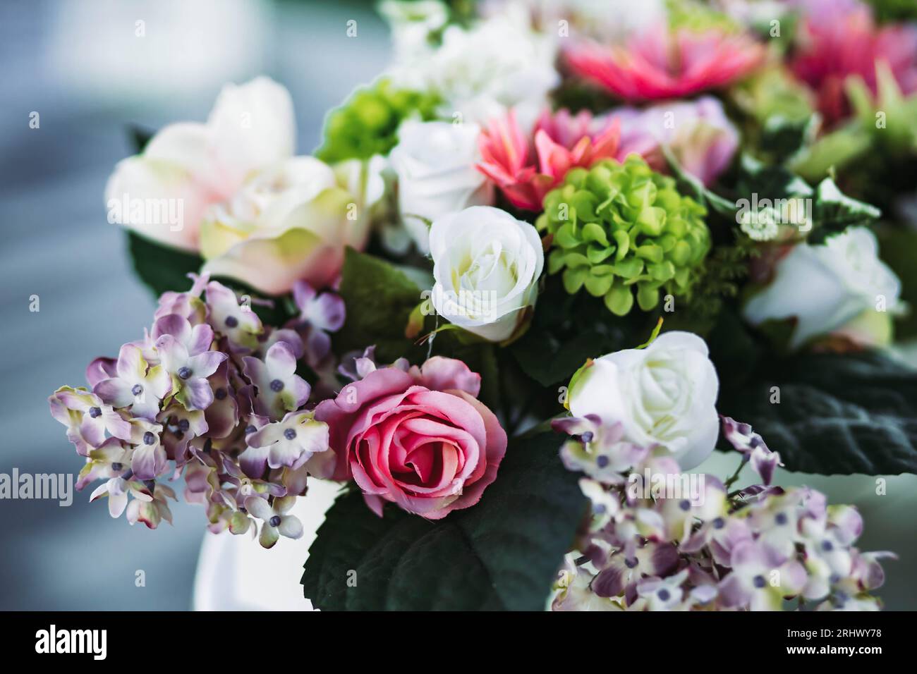 Bouquet di nozze con rose. Spazio copia, sfondo Foto Stock