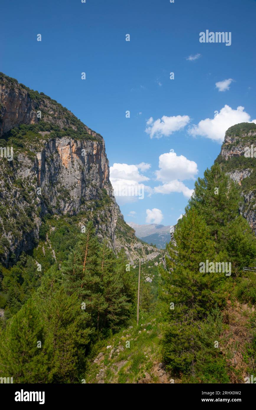 Gola di la Inclusa. Pirineo Aragones, provincia di Huesca, Aragona, Spagna. Foto Stock