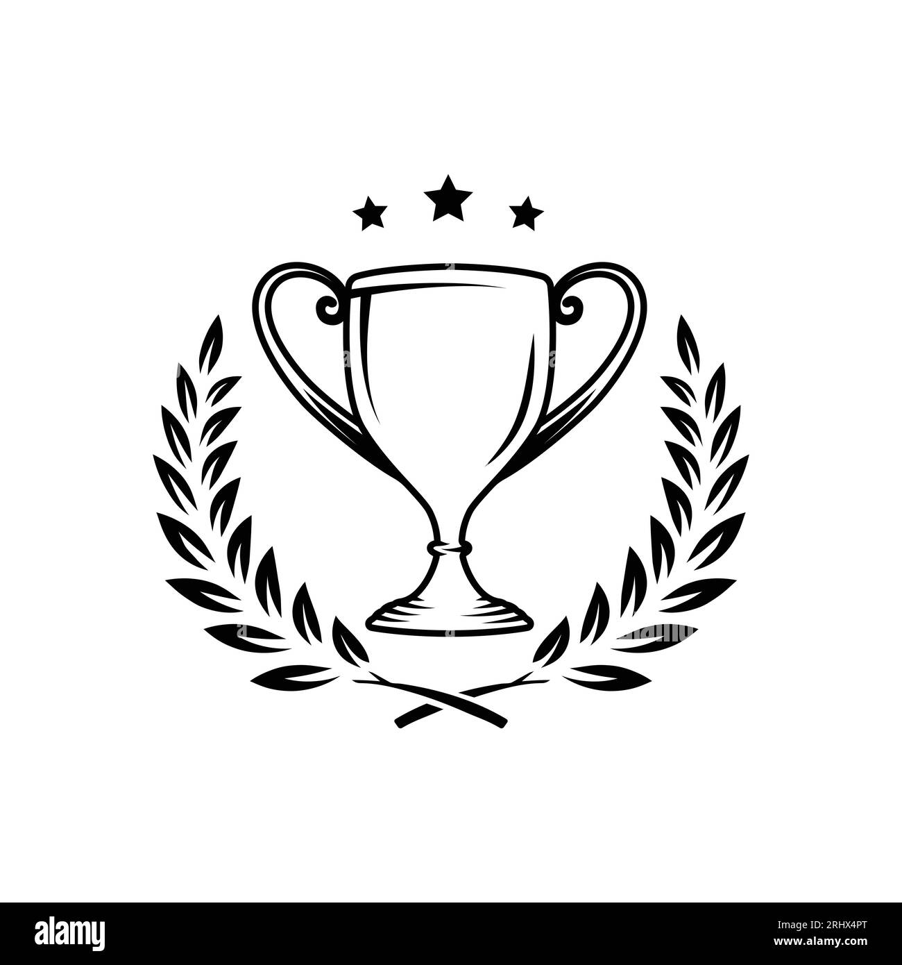 Modello di design del logo Trophy. Icona del logo del trofeo Champions. Vettore e illustrazione. Illustrazione Vettoriale