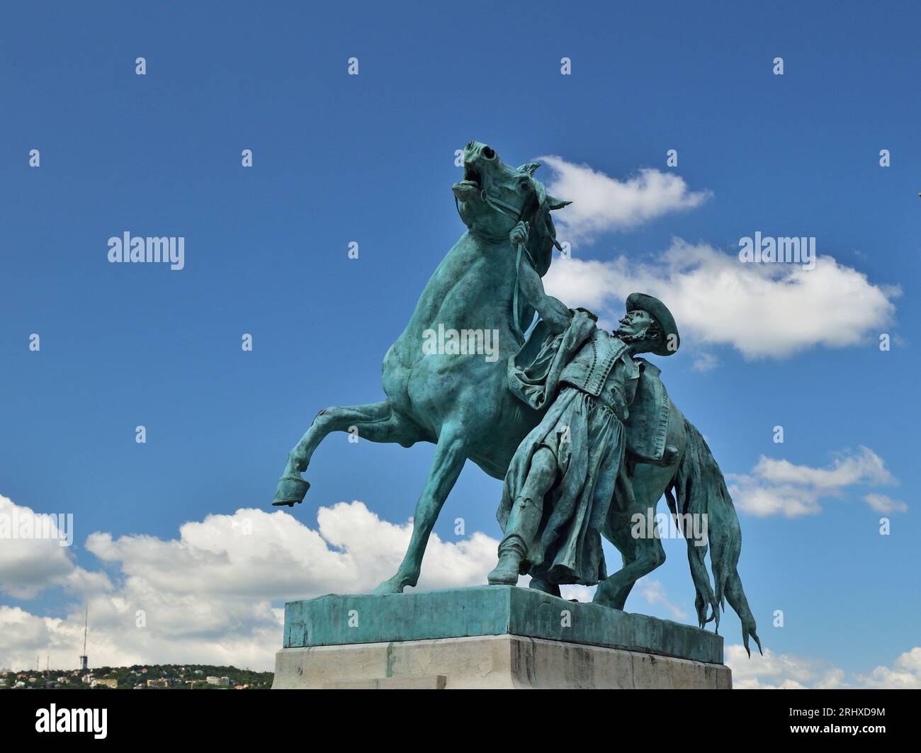 Statua del mandria di cavalli nel castello di Buda Foto Stock