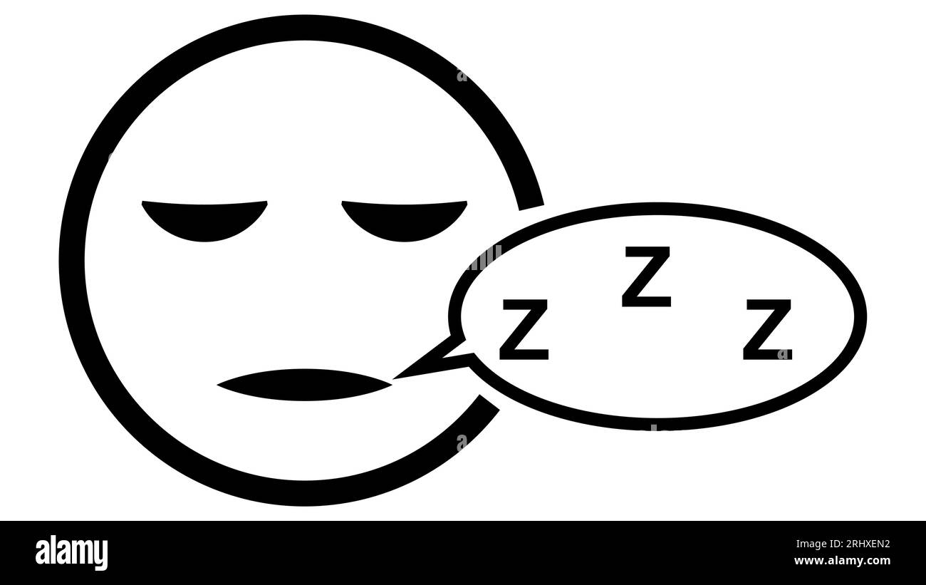Icona del sonno, museruola addormentata con occhi chiusi sniffa snores zzz Illustrazione Vettoriale