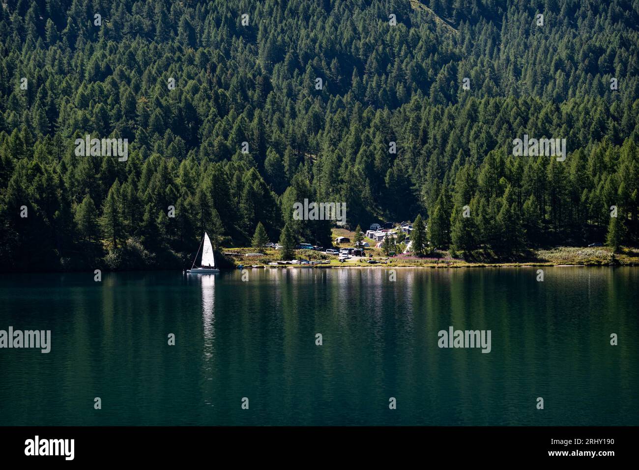 Paesaggio del lago Silvaplana in Svizzera Foto Stock