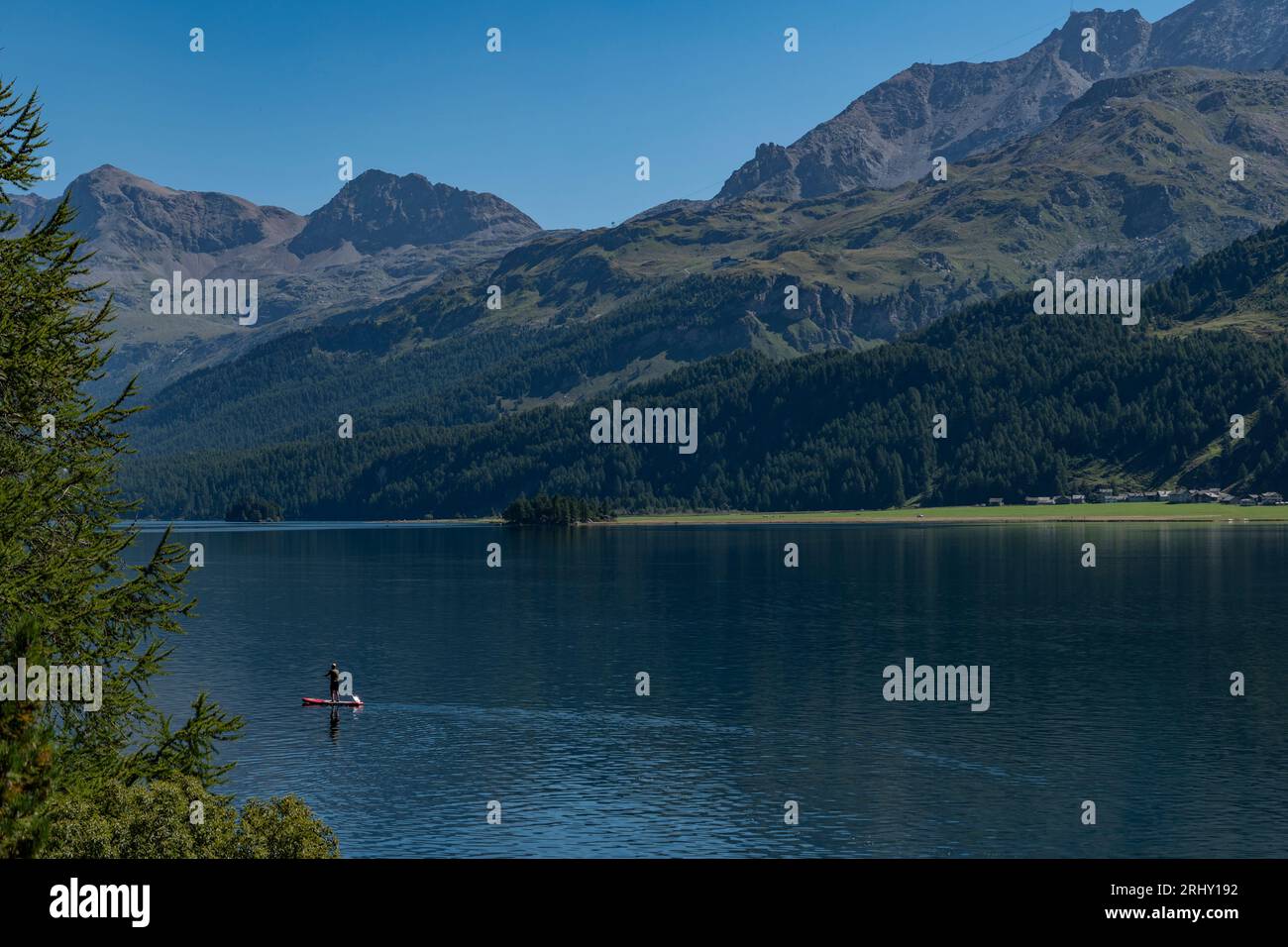Paesaggio del lago Silvaplana in Svizzera Foto Stock