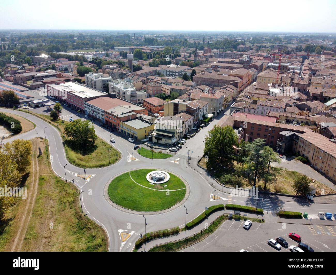 Veduta aerea del comune di Guastalla in provincia di Reggio Emilia. Italia Foto Stock