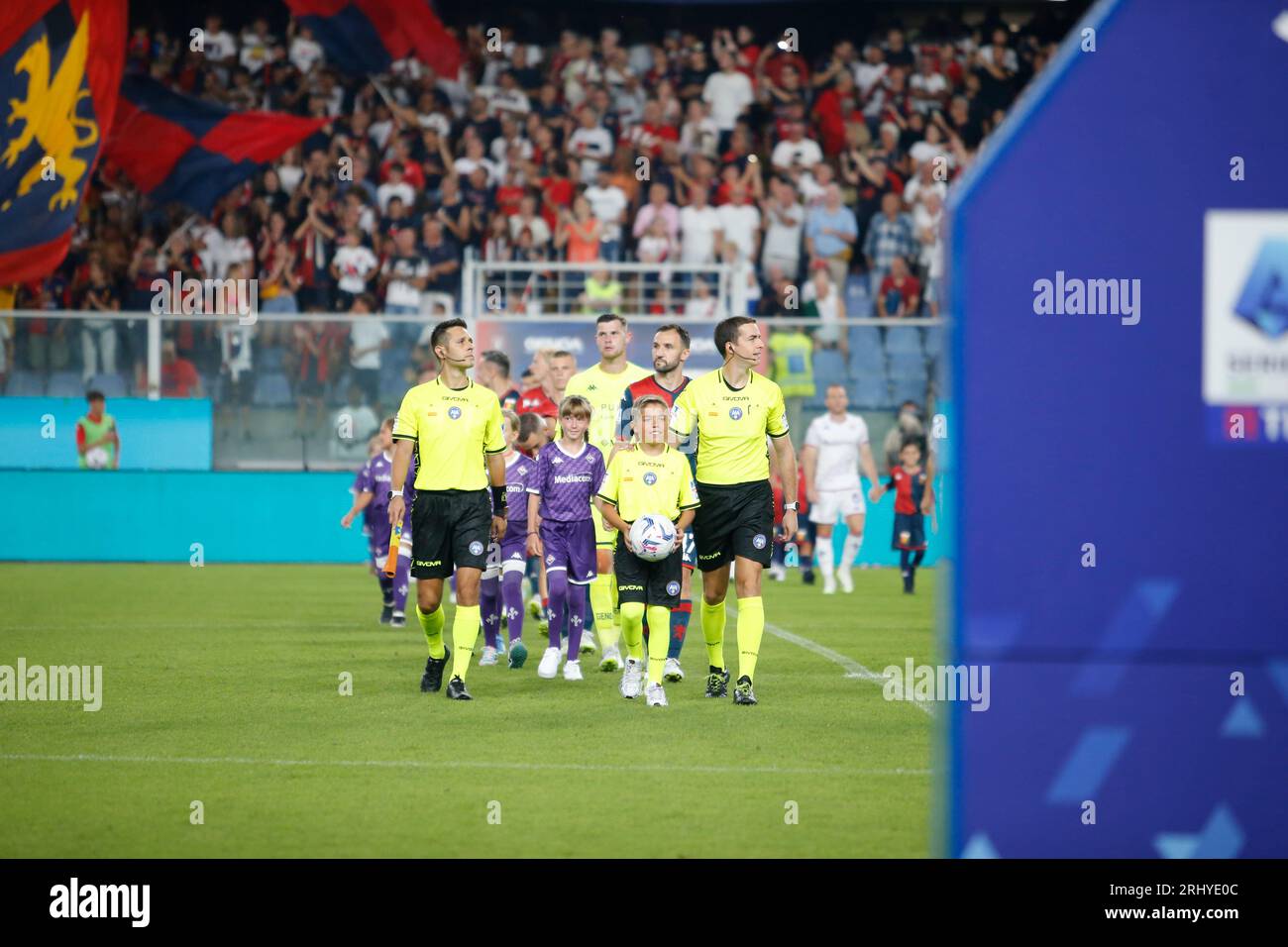 Durante la serie A italiana, partita di calcio tra Genoa CFC e ACF Fiorentina il 19 agosto 2023 allo stadio Luigi Ferraris di Genova. Foto Nderi Foto Stock