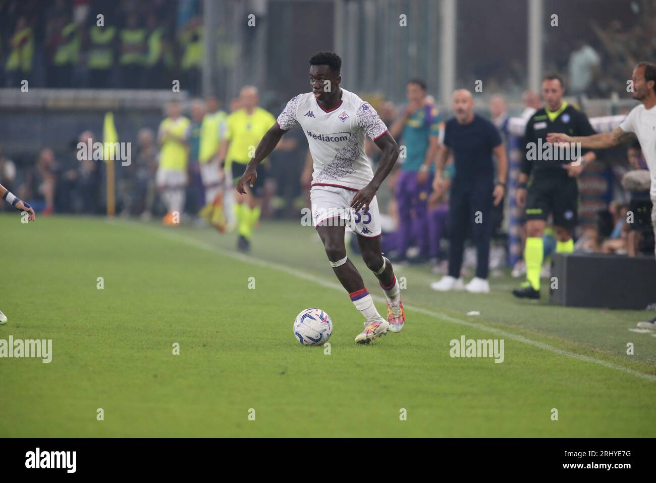 Kayode dell'Ace Fiorentina durante la partita di serie A italiana tra Genoa CFC e ACF Fiorentina del 19 agosto 2023 allo stadio Luigi Ferraris, Foto Stock