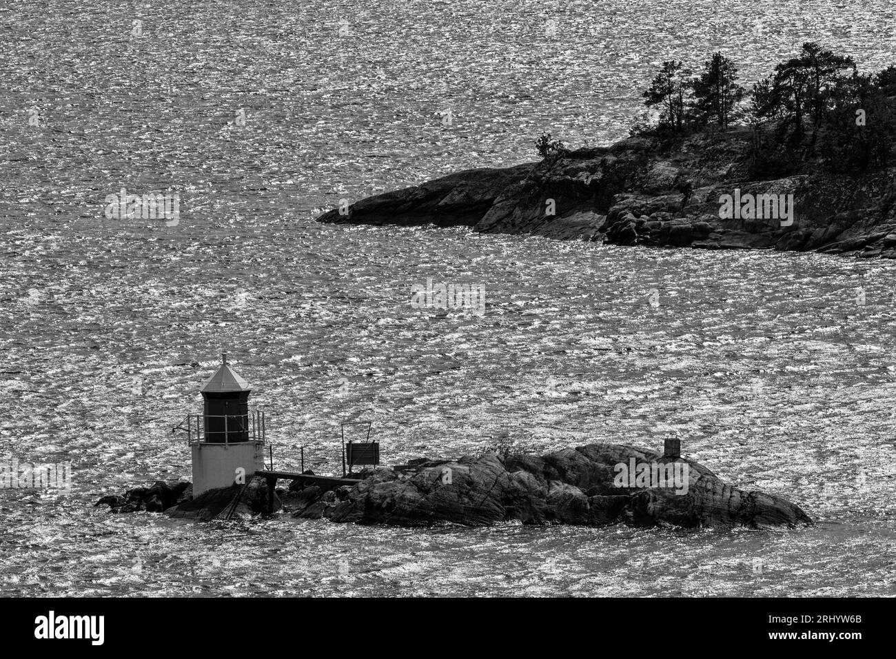 Faro di Mjolko, arcipelago di Stoccolma, Svezia, Scandinavia Foto Stock