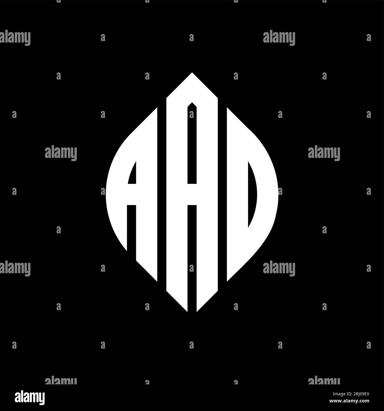 Logo AAO a lettera circolare con forma circolare ed ellisse. Lettere a ellisse AAO con stile tipografico. Le tre iniziali formano un logo circolare. AAO ci Illustrazione Vettoriale