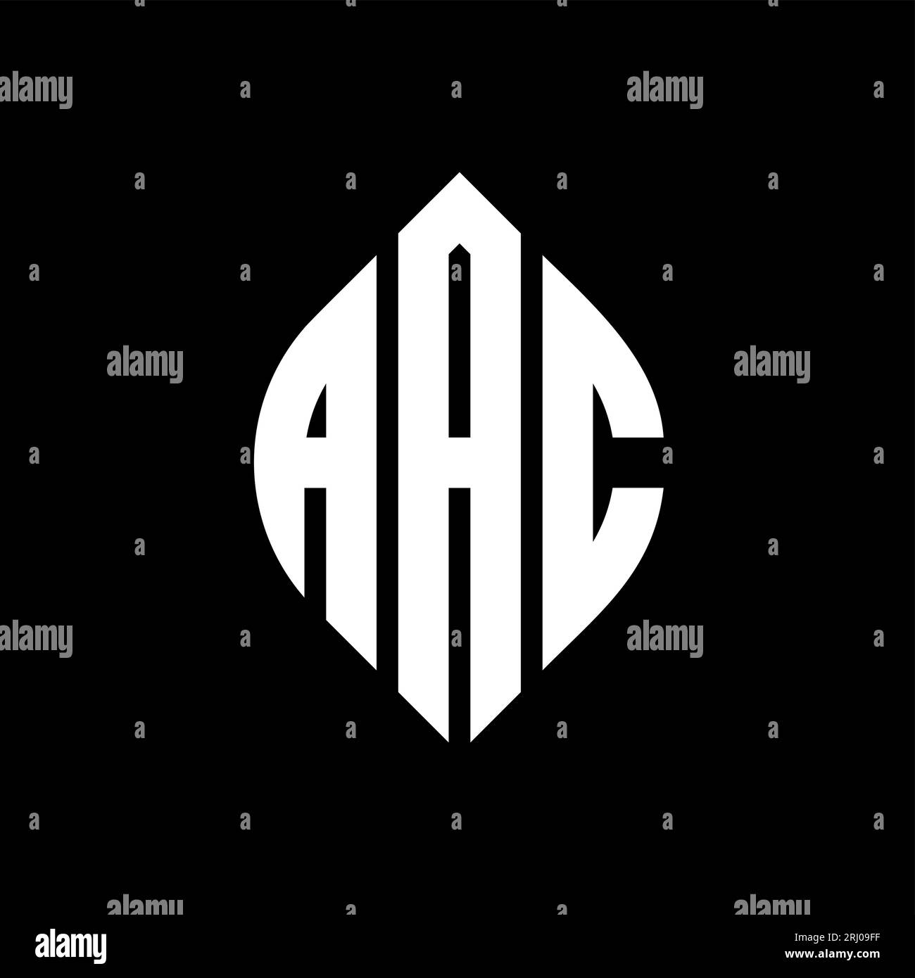 Logo con lettera circolare AAC con forma circolare ed ellisse. Lettere di ellisse AAC con stile tipografico. Le tre iniziali formano un logo circolare. AAC ci Illustrazione Vettoriale