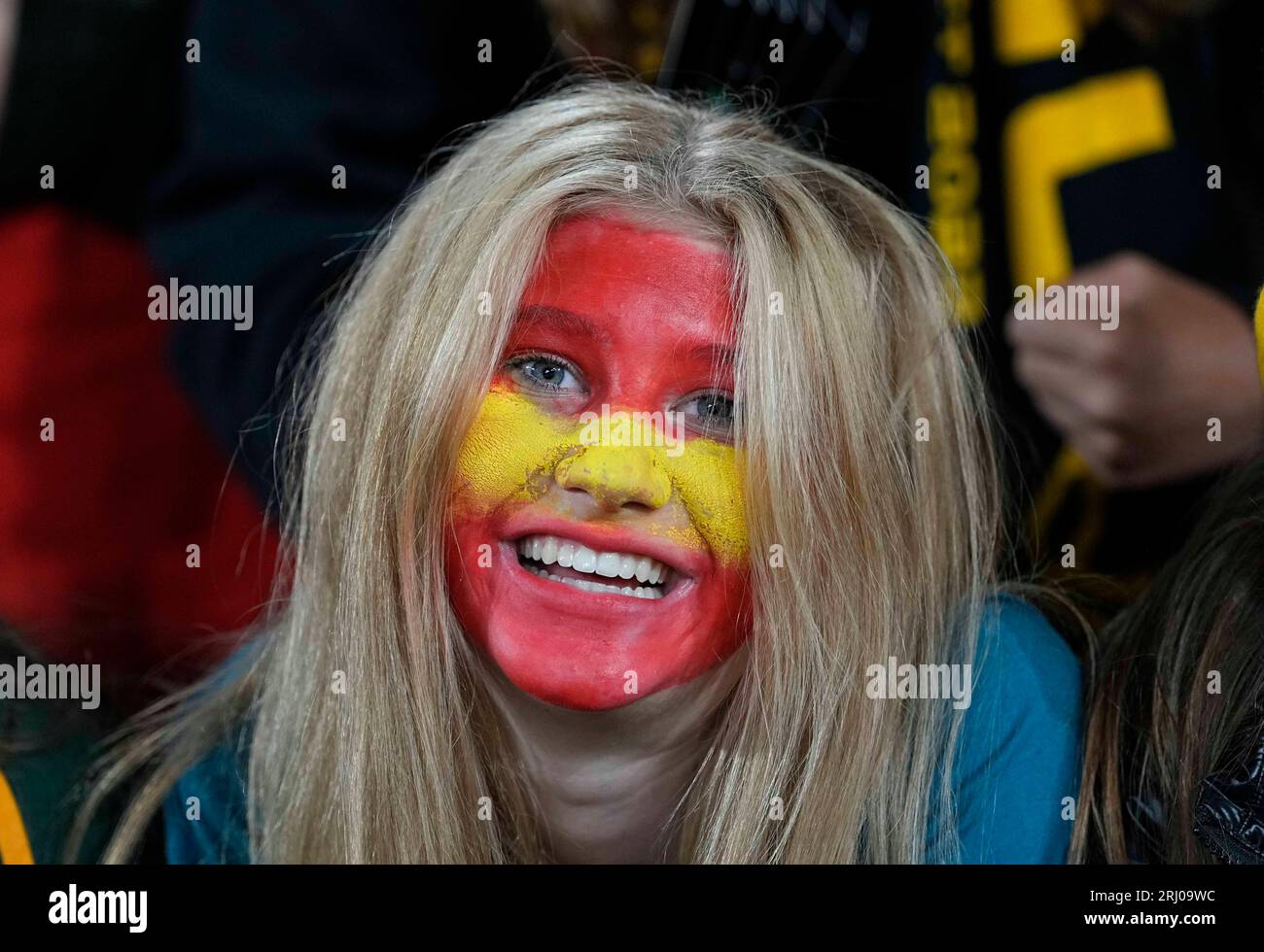 20 agosto 2023:. Tifosi spagnoli durante una partita della finale della Coppa del mondo femminile FIFA, Spagna contro Inghilterra, allo Stadio Olimpico di Sydney, Australia. Kim Price/CSM Foto Stock