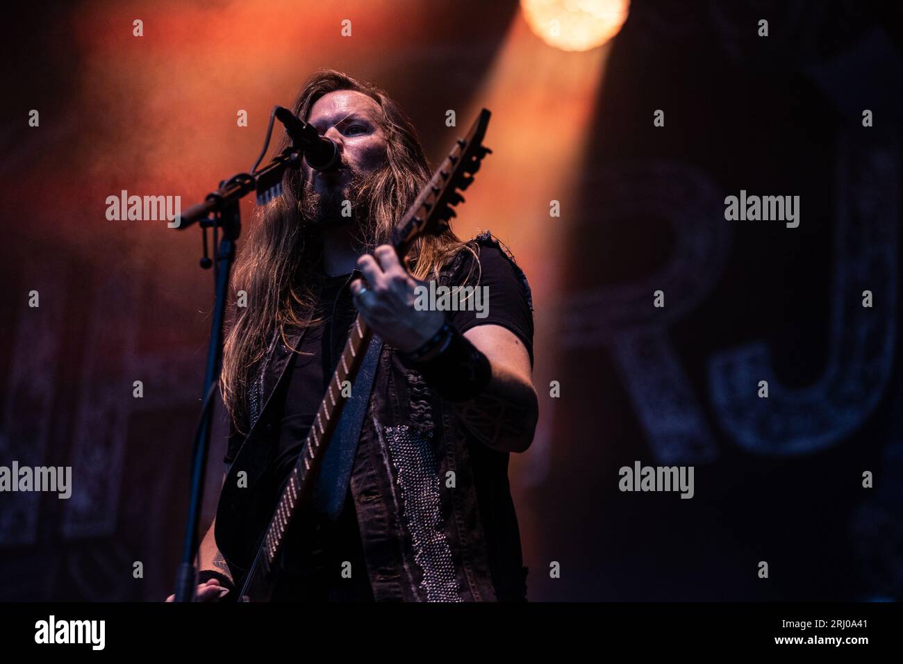 Horten, Norvegia, 19 agosto 2023. Einherjer al Midgardsblot 2023 metal festival al Midgard Viking Center di Horten, Norvegia Credit: Frode Arnesen/Alamy Live News Foto Stock