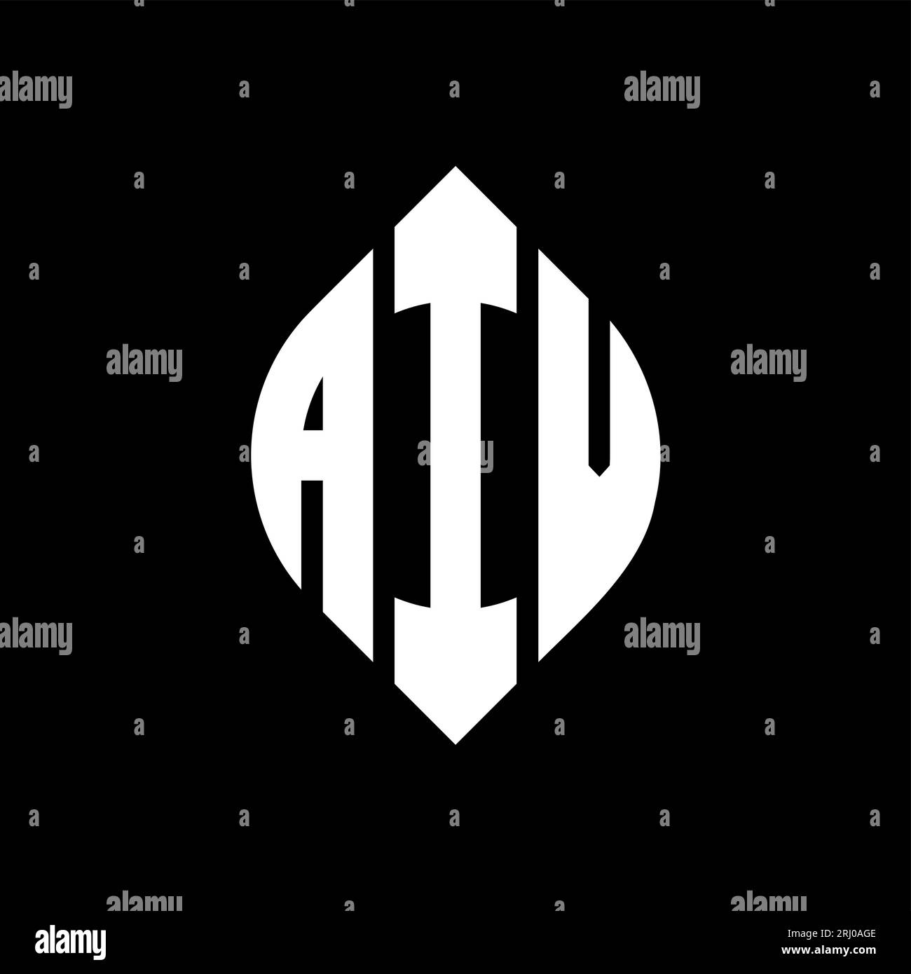 Logo AIV a forma di lettera circolare con forma circolare ed ellisse. Lettere di ellisse AIV con stile tipografico. Le tre iniziali formano un logo circolare. AIV ci Illustrazione Vettoriale