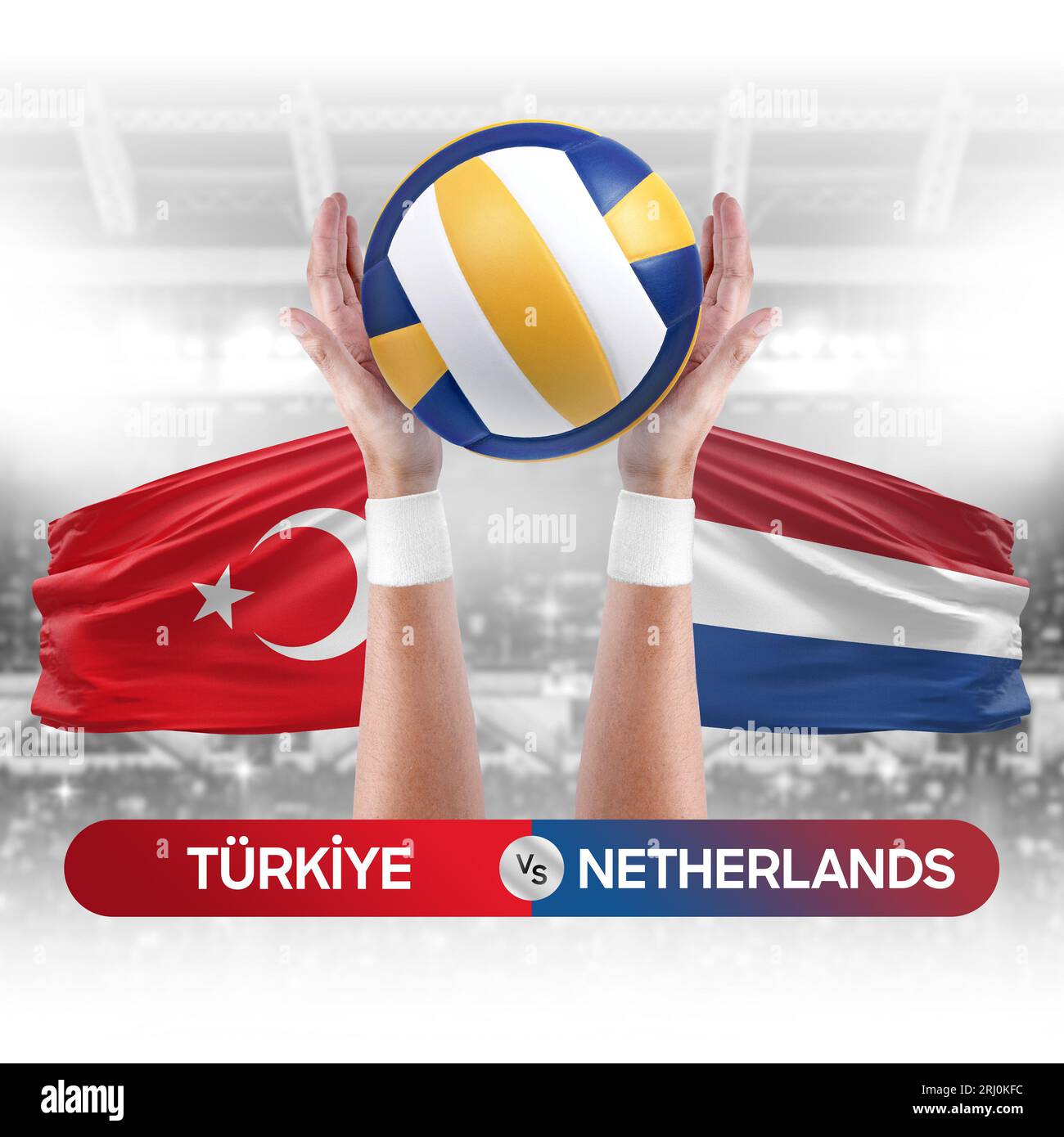 Turkiye vs Netherlands National teams: Concetto di gara di pallavolo e pallavolo. Foto Stock