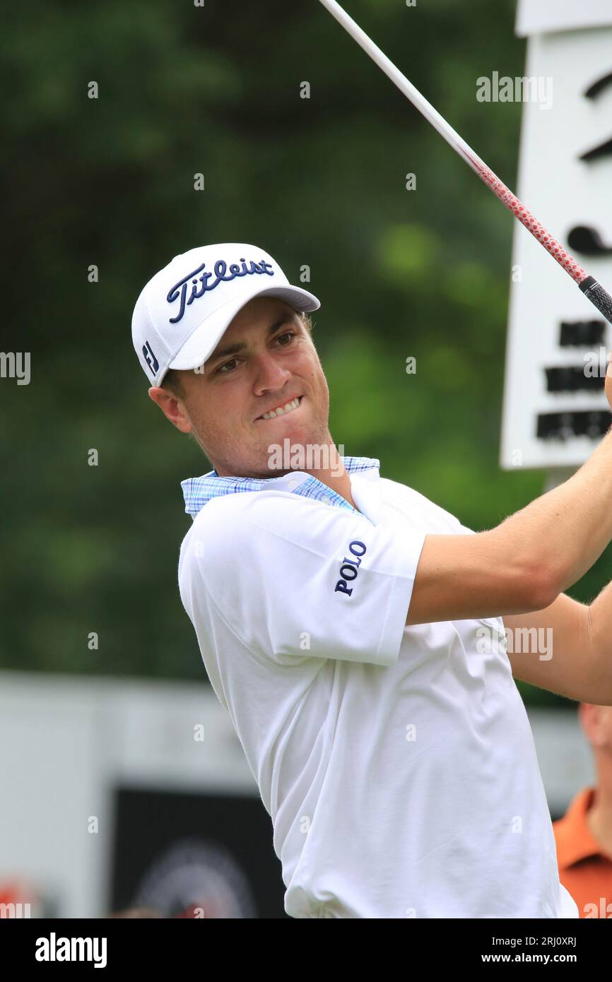 Justin Thomas, golfista professionista sul campo Foto Stock