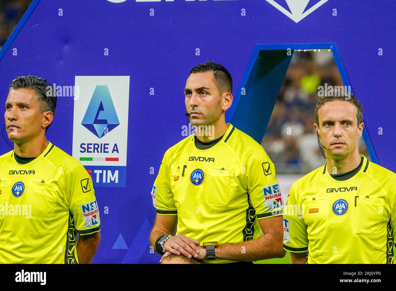Milano, Italia. 19 agosto 2023. Andrea Colombo, arbitro, durante l'FC Internazionale contro l'AC Monza, serie A, allo Stadio Giuseppe Meazza. Credito: Alessio Morgese / Emage Foto Stock
