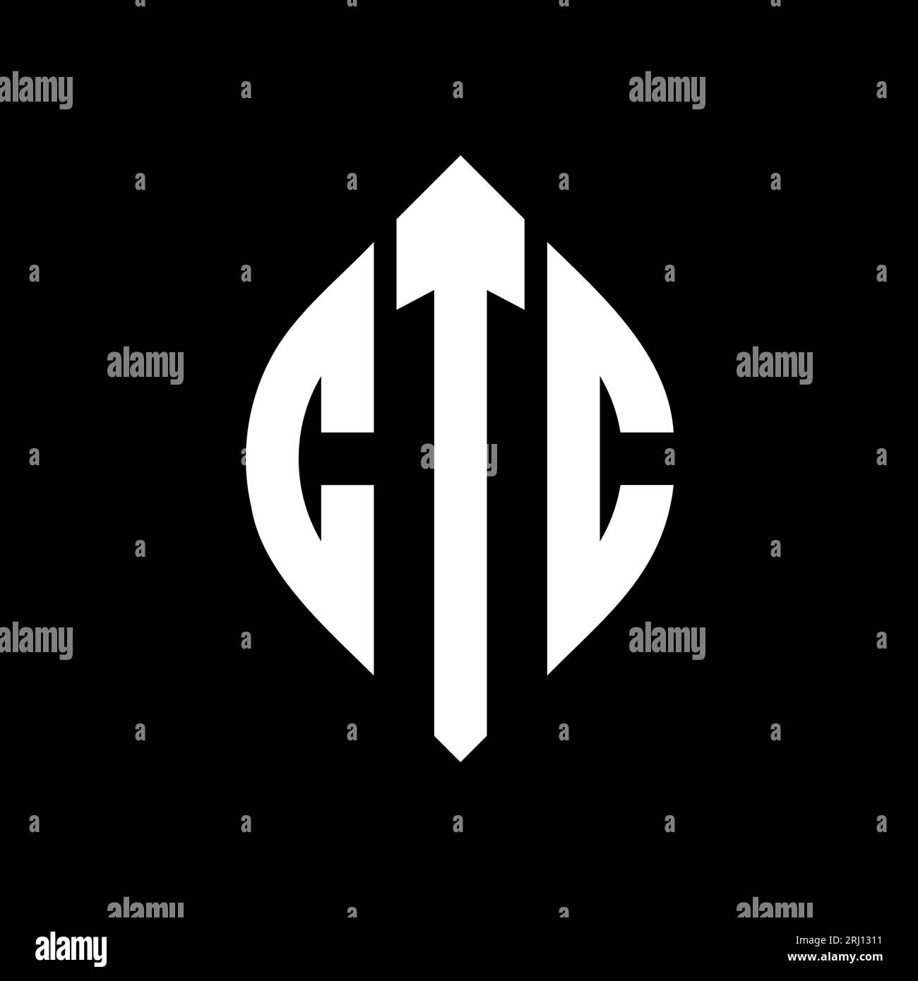 Logo con lettera circolare CTC con forma circolare ed ellisse. Lettere ellittiche CTC con stile tipografico. Le tre iniziali formano un logo circolare. CTC ci Illustrazione Vettoriale