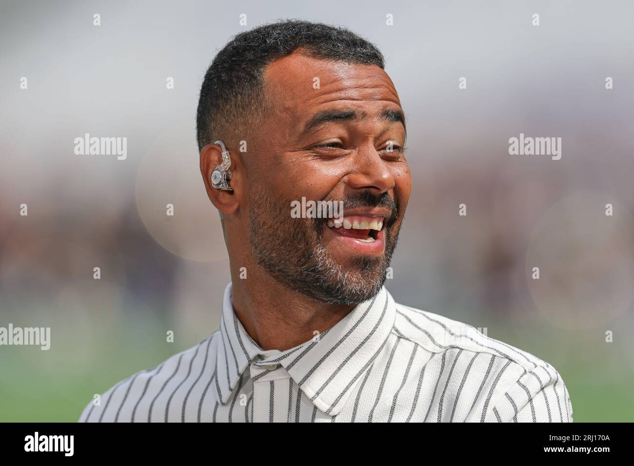 Ashley Cole ex giocatore e allenatore del Chelsea prima della partita di Premier League West Ham United vs Chelsea allo Stadio di Londra, Regno Unito, 20 agosto 2023 (foto di Mark Cosgrove/News Images) Foto Stock
