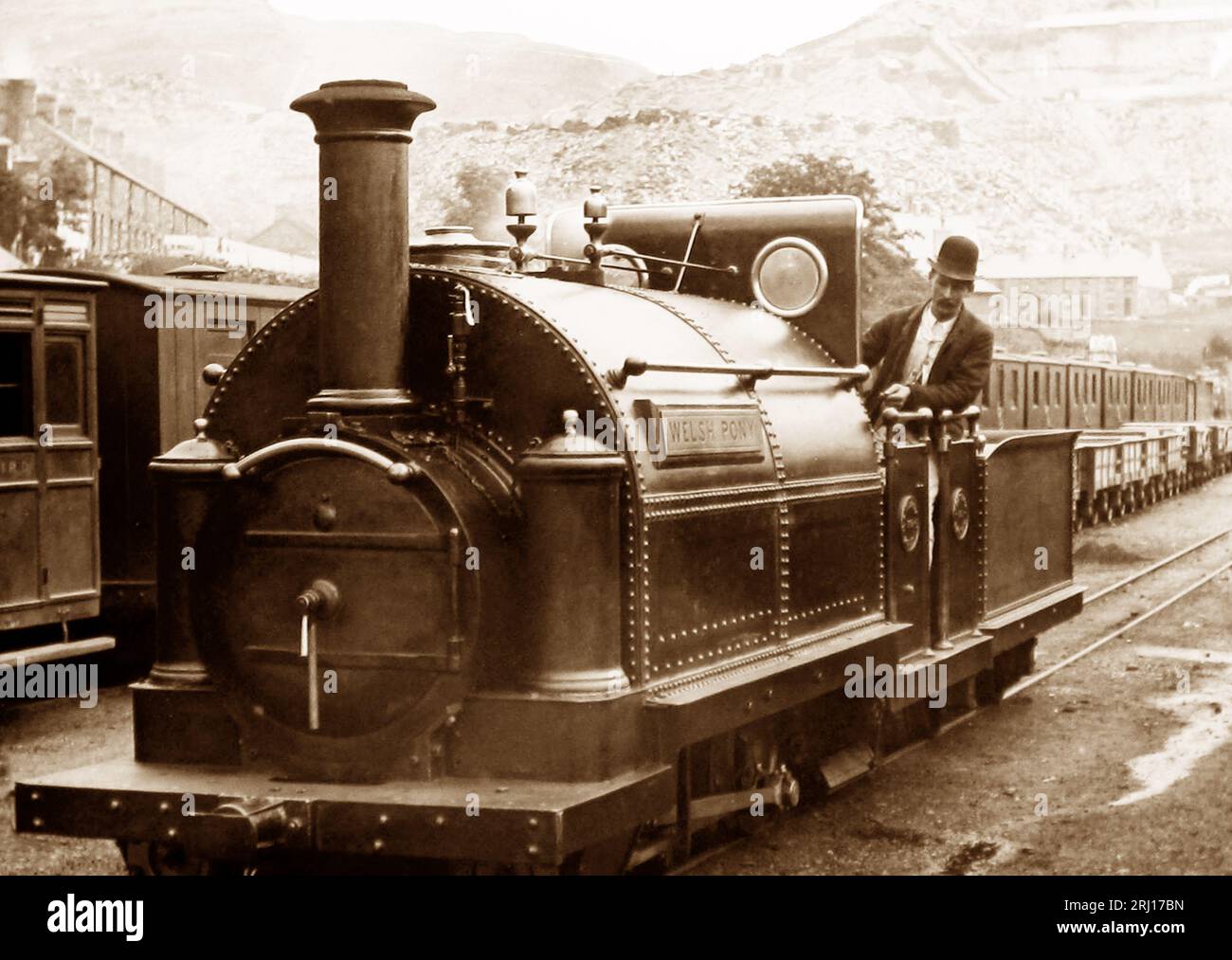 Welsh Pony, Ffestiniog Railway, Galles, periodo vittoriano Foto Stock