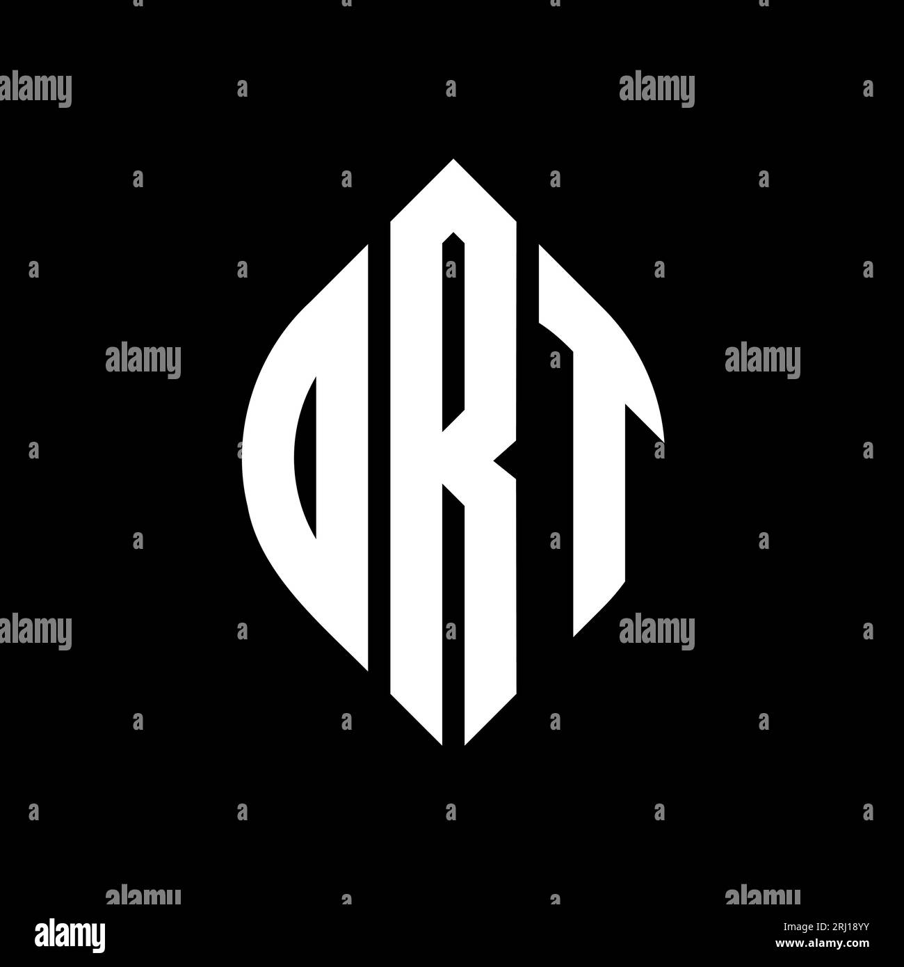 Logo DRT a forma di lettera circolare con forma circolare ed ellisse. Lettere di ellisse DRT con stile tipografico. Le tre iniziali formano un logo circolare. DRT ci Illustrazione Vettoriale