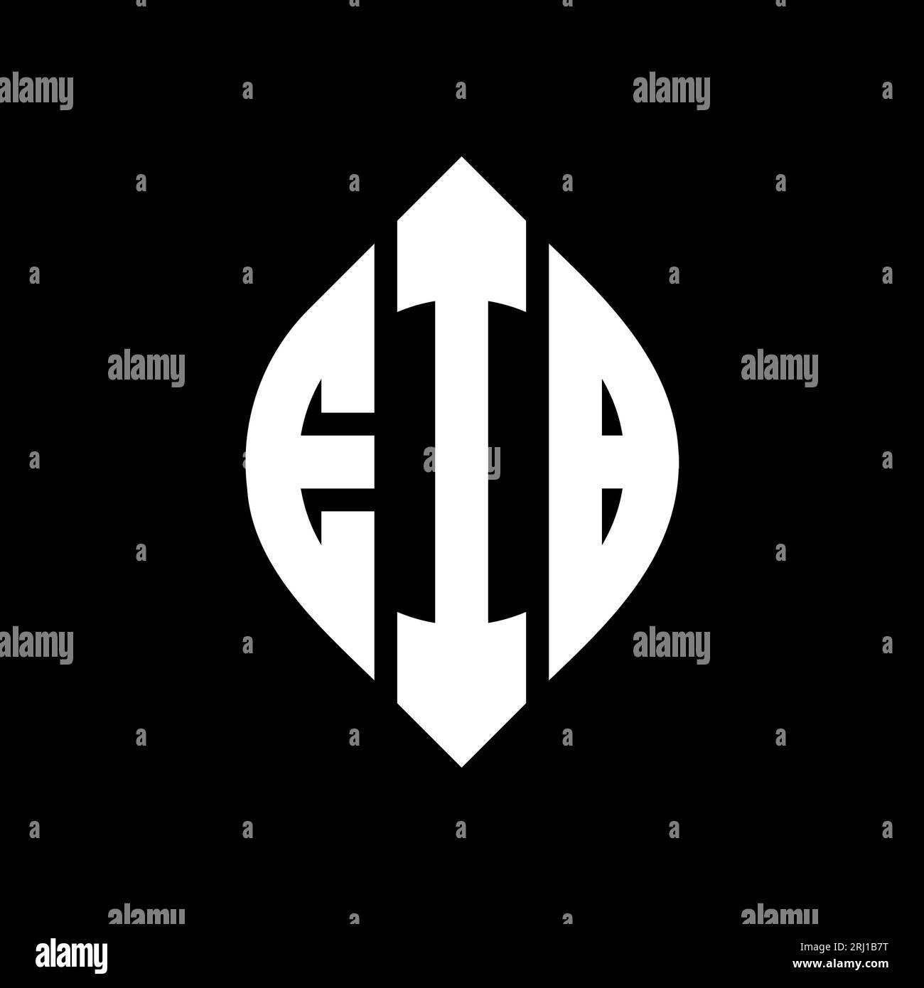 Logo con lettera circolare della BEI con forma circolare ed ellisse. Lettere ellittiche della BEI con stile tipografico. Le tre iniziali formano un logo circolare. BEI ci Illustrazione Vettoriale