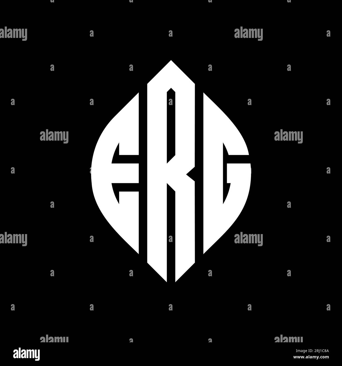 Logo ERG Circle Letter con forma circolare ed ellisse. Lettere di ellisse ERG con stile tipografico. Le tre iniziali formano un logo circolare. ERG ci Illustrazione Vettoriale