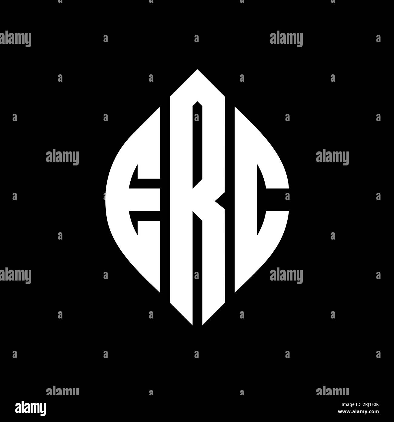 Logo ERC a lettera circolare con forma circolare ed ellisse. Lettere ellittiche ERC con stile tipografico. Le tre iniziali formano un logo circolare. ERC ci Illustrazione Vettoriale