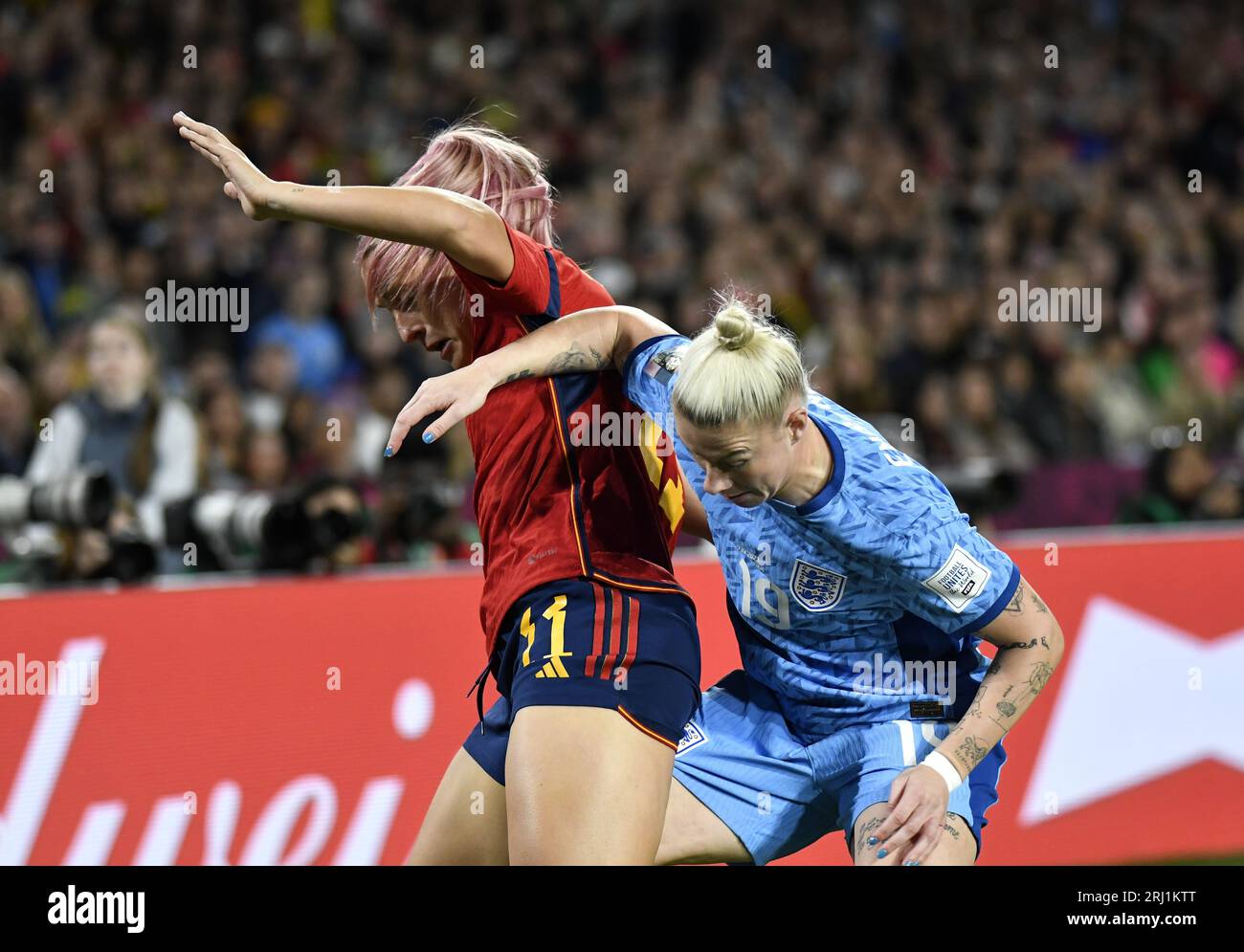 Sydney, Australia. 20 agosto 2023. Alexia Putellas e Bethany England durante la finale della Coppa del mondo femminile 2023 allo Stadium Australia di Sydney, Australia credito: Kleber Osorio/ Alamy Live News Foto Stock