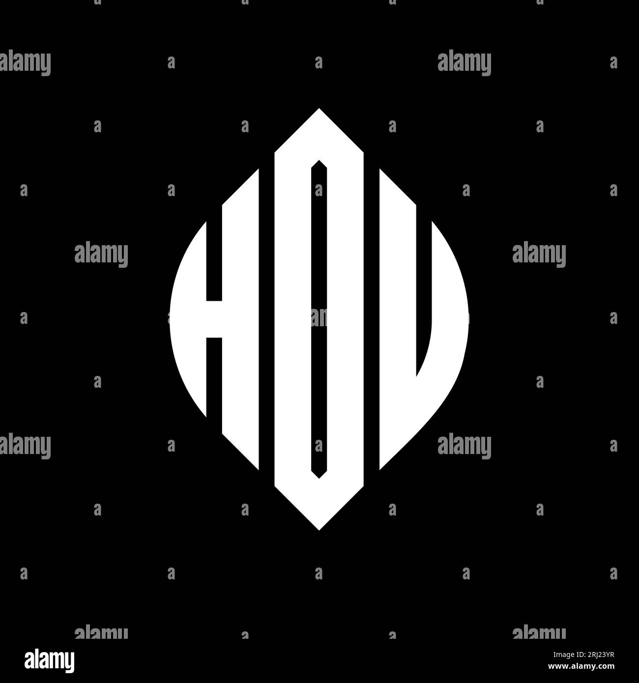 Logo HDU a lettera circolare con forma circolare ed ellisse. Lettere di ellisse HDU con stile tipografico. Le tre iniziali formano un logo circolare. HDU ci Illustrazione Vettoriale
