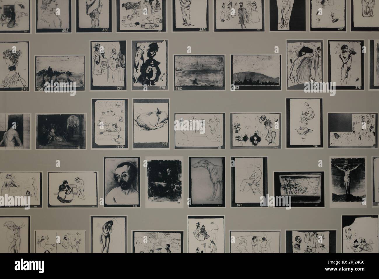 Vasta collezione di schizzi e disegni di Picasso esposti a Barcellona Foto Stock